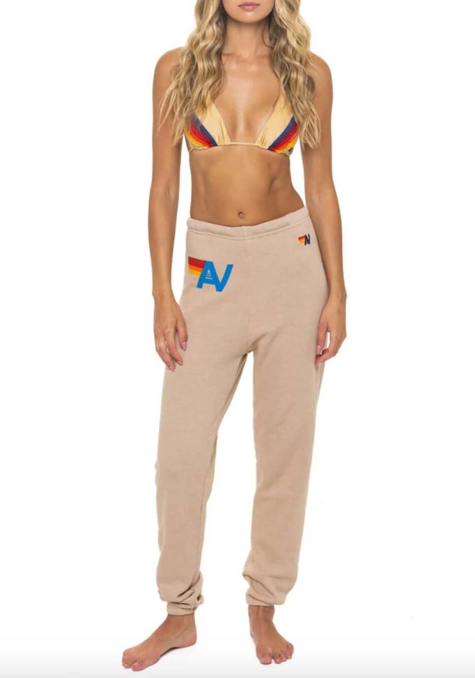 Aviator Nation Logo Sweatpants in Sand Size Medium